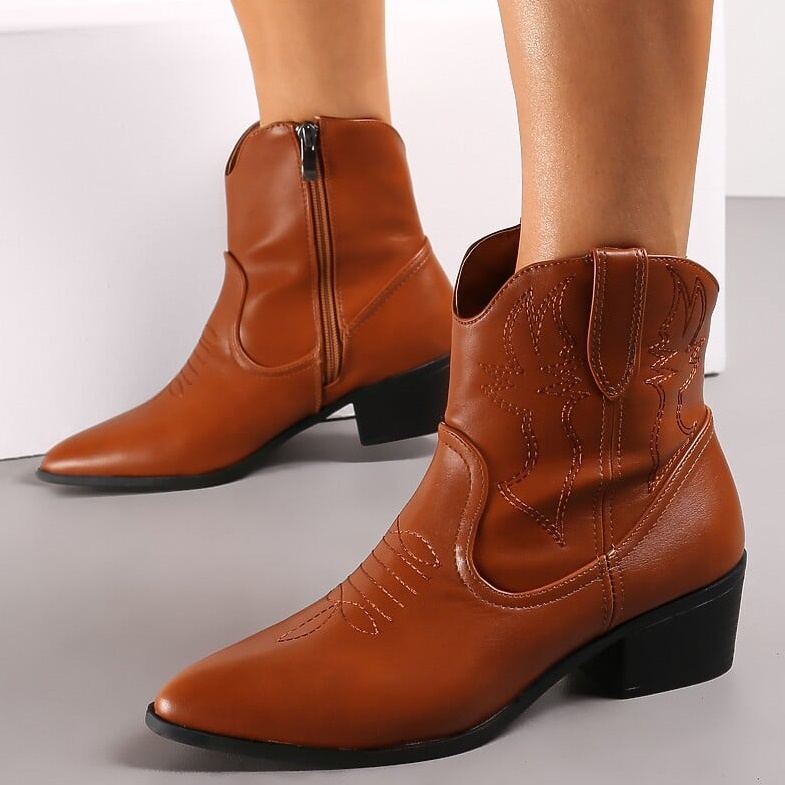 Damen Stiefel High Heel Stiefeletten Elegante Damenschuhe Emi Braun